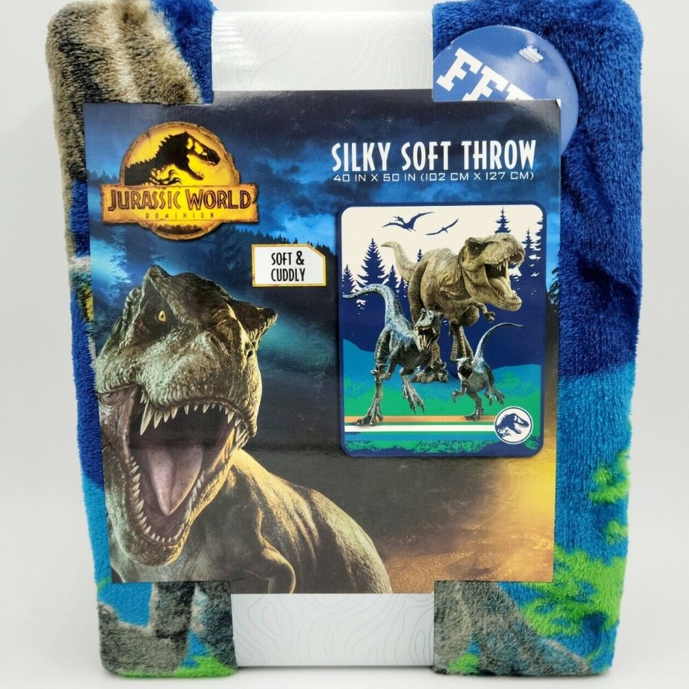 Jurassic World Kids Dinosaurs Throw Blanket Silky Soft Plush Cuddly 40in x 50in
